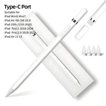 Lápiz stylus compatible con iPad de Apple con rechazo de palma, lápiz stylus capacitivo compatible con iPad 10th 10.9", Air 4 5 10.9", Air 11 2024, 7th, 8th, 9th 10.2"