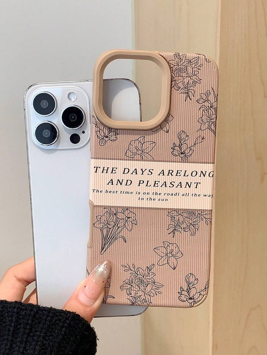 Minimalistisches 2-in-1 Lederbeschichtetes vintage Blumen Perforiert Stoßfestes Handyhülle geeignet für Apple
