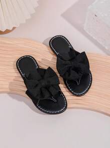 Chinelos Planos para Meninas Crianças/Infantil com Laço e Bloco de Cores, Sapatos de Princesa de Verão Antiderrapantes