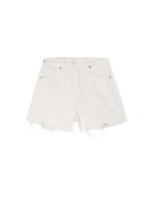 Quần short Bermuda ống rộng rộng rãi thoải mái mùa hè bằng vải denim dành cho nữ - trắng - Xem 4