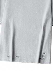 Cotton fried flower T-shirt, margarita print, ribbed collision collegiate style spring and summer new sports men's clothing, soft and breathable men's light grey short-sleeved tops