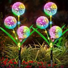 1 Peça Luz de Dente-de-leão de LED Alimentada por Energia Solar, 3 Cabeças de Flores Artificiais Multicoloridas com Efeito Luminoso para Jardim, Pátio e Decoração de Gramado - Perfeito para Festas e Temporada de Formatura, Luzes de Jardim Solares