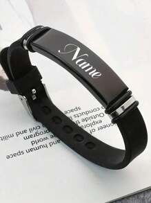 1 pieza Brazalete con texto grabado personalizado, brazalete ajustable, unisex, regalos para la familia, regalos de Acción de Gracias, personalizado, único, regalos ideales para él, regalos ideales para ella, ella, novio, novia, papá, mamá, familia, amigos, para aniversarios, para cumpleaños, para graduación, para baile de graduación, para fiestas, para bodas, para días festivos, regalo de graduación, para regalo del Día del Padre