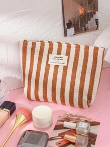 1Pc Stripe Canvas Makeup Bag Stripe Cosmetic Bag Waterproof Women'S Cosmetic Bag Portable Canvas Travel Toiletries Storage Bags Makeup Case Clutch Purse Handbags Small Bag Storage Makeup Case,Travelling Bags For Ladies,Pencil Case Daily Big Large Capacity Makeup Brushes Travel Toiletry Bag Organizer Make Up Bag Makeup Bag Storage Makeup Organizer Makeup Case Makeup Travel Toiletry Organizer Essentials Gifts Storage Zipper Accessories Nail