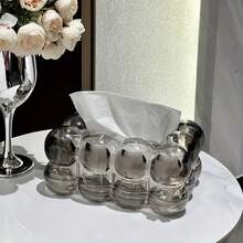 1pc Desktop Tissue Box, Creative Design Plastic Tissue Dispenser, Luxury Cream Style Desk Tissue Paper Storage Container, Suitable For Daily Home, Holidays, Weddings, Christmas Parties, Back To School Decor