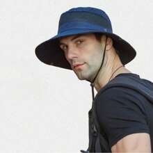 Men's Simple Solid Color Breathable Mesh Bucket Hat, Elegant Outdoor Hiking Sun Protection Cap, Summer