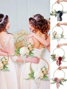 Hochzeit Gold Reifen Brautjungfern Blumenstrauß für Bridal-Shower, Zeremonie Jahrestag Kranz Tischdekorationen zum Aufhängen an der Wand