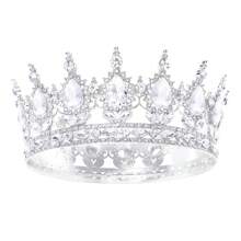 1pc Elegant Baroque Style Diamond Tiara, Luxury Princess Bridal Crown, Shining Round Headpiece For Women, Exquisite Wedding Hair Accessories, Not Washable, Special Occasion Jewelry