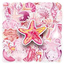 50/100 peças Adesivos de animais marinhos rosa, adequados para decoração de superfície de telefone celular e computador, adesivos estéticos para álbum de recortes, diários, garrafas de água, laptop, kit de material de scrapbooking, adesivos a prova d'Água de vinil para adultos, suprimentos escolares, volta às aulas - Multicolorido - Visão 1