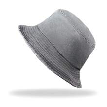 1pc Solid Color Washed Denim Bucket Hat, Fashion Versatile All-Season Casual Sun Hat, Suitable For Men And Women, Travel & Beach
