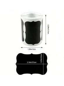 Rollo de 120 etiquetas reutilizables impermeables con forma de ola de color negro para utensilios de cocina, contenedores, frascos, especias y almacenamiento de alimentos