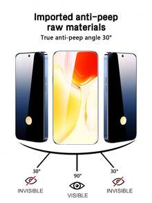 [3 件装] 钢化玻璃屏幕保护膜，兼容 Vivo/ 设备，防刮、防偷窥、防碰撞、疏油涂层、表面光滑，适合所有 Vivo/ 系列 Pixel 8/Pixel 8 Pro/Vivo S10e/Vivo V23e/Vivo Y15a - 黑色 - 查看 5