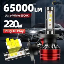 ROADSUN 2pcs H11 9005/HB3 9006/HB4 9007 H4 H13 Upgraded Car Headlight Bulbs, 65000LM 220W 6500K Cool White, High-Power CSP Bright Chip, 1:1 Precise Beam Pattern, 700% Brighter, Easy Installation