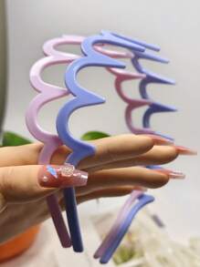 4pcs Ladies' Simple Basic Hair Hoop With Big Wavy Shape, Makeup Headband, Plastic Hair Hoop With Elegant Style,