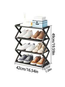 1 pieza Estantería plegable de 4 niveles multiuso organizadora, estantería de zapatos a prueba de polvo, de fácil montaje para dormitorio y hogar