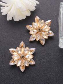 2 pièces/set Boutons de mode polyvalents en métal de grande taille avec strass multicolores en verre à forme de fleur. Convient pour manteau en fourrure, pull, décoration d'uniforme, bouquet DIY, chapeau, sac, accessoires de boîte à bijoux