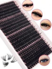 400/370/350 件睫毛簇 30D+40D+50D+60D+80D+100D+120D+160D DIY 睫毛延长仿貂睫毛 - 优质 D 卷曲自然卷曲单根睫毛簇，用于 DIY 睫毛延长 - 可重复使用、轻巧、易于涂抹，640/448/576/570/544/560/240/184/120 件 - 彩色 - 查看 3