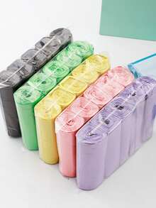 75个/5卷 彩色塑料垃圾袋（45*50厘米），家用日常垃圾袋，尖口和平口，彩色新材质，适用于厨房和浴室，一次性垃圾袋，方便实用，也适用于花园垃圾 - 彩色 - 查看 3