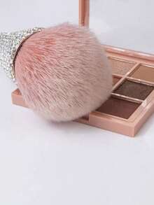 1 pieza Brocha plana de base con arco, todo el Body está incrustado con piedras de diamantes sintéticos. Brocha de pelo sintético profesional para polvos, herramienta de maquillaje diario para el rostro. Regalo con Brocha de base y tocador para maquillaje líquido - Plateado - Ver 7