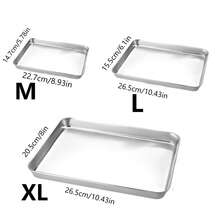 1pc/3pcs New Stainless Steel Tray, Stainless Steel Baking Tray, Afternoon Tea Tray, Snack Burger Cocktail Cake Tray, Easy To Clean, Oven - Silver - View 11