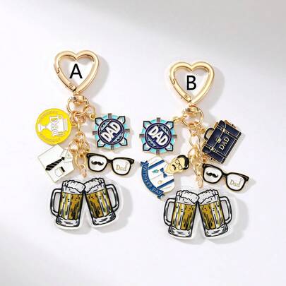 Acrylic Beer Mug Keychain, Father's Day Gift With "Champion Dad" Pendant