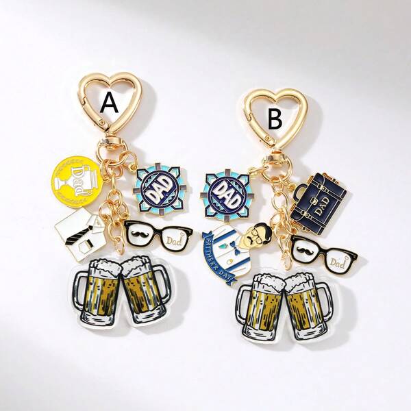 Acrylic Beer Mug Keychain, Father's Day Gift With "Champion Dad" Pendant