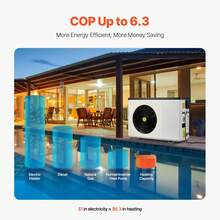 Electric Pool Heat Pump, 22250 BTU, Pool Heaters For 3171-6605GAL Above And In Ground Pools, Low Noise, Heating And Cooling Highly Efficient & Energy-Saving Pool Water Heater AC120V 60Hz - US A Type Plug(110-127V) - View 4