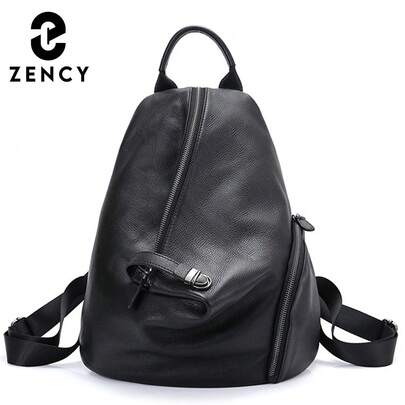  Zency Women's Classic Black Knapsack Small Leather Backpack For Daily Essentials