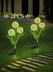 1 Peça Luz de Dente-de-leão de LED Alimentada por Energia Solar, 3 Cabeças de Flores Artificiais Multicoloridas com Efeito Luminoso para Jardim, Pátio e Decoração de Gramado - Perfeito para Festas e Temporada de Formatura, Luzes de Jardim Solares