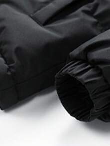 Jaket Pria, Jaket Fashion Kerah Tegak Warna Polos, Pakaian Luar Olahraga Longgar dan Nyaman, Musim Dingin - Hitam - View 8