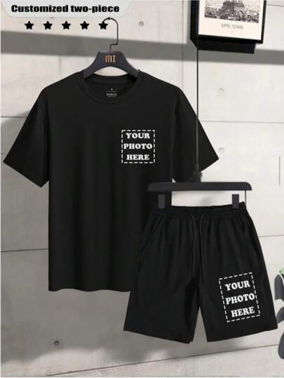 Customized Men's 2 Pieces Set - Loose Fit Casual T-Shirt And Drawstring Shorts, Suitable For Street, Sports, Vacation, Outdoor Wear In Spring, Summer, Autumn. Ideal Gift For Boyfriend, Family, Friends On Birthdays, Holidays, Daily Wear, Anniversaries, Christmas, Halloween, Thanksgiving, Valentine's Day, Pride Month, Teacher's Day, Father's Day, Easter, Mother's Day