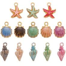 15/30 件什锦 3D 油滴海星、贝壳、贝壳锌合金吊坠，适用于 DIY 波西米亚风格手链、项链、钥匙扣、珠宝配饰 - 彩色 - 查看 7