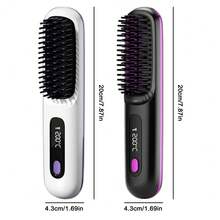 Portable Wireless Hair Straightener Comb - USB Rechargeable, 3-Level Temperature Control, Negative Ion Technology For Long-Lasting Shine, LED Display, Lightweight & Perfect For Travel - Black - View 8