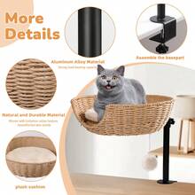 Desk Pet Nest Cat Bed With 2 Replacement Mat 360° Rotating Height Adjustable Cat Desk Bed Max Load 50 LBS Comfortable Pet Bed For Cat Pets - 棕色 - 查看 2