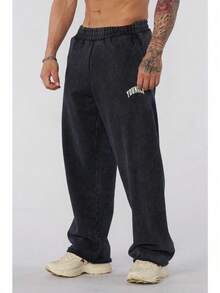 New YOUNGLA Sports Straight Trousers, Joggers Casual Fitness Training Loose Trousers Men - 黑色 - 查看 3