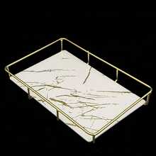 Metall Badezimmer Eitelkeit Kosmetikbox Lagerregal Rack Waschbecken Licht Luxus Stil Desktop Tablett