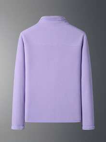 Jaqueta Reversível de Sherpa de Lã Sintética Feminina - Casaco Térmico Grosso de Dois Lados com Zíper para Inverno, com Bolsos com Zíper, Forro Plush Ultra Quente, À Prova de Vento para Corrida ao Ar Livre e Uso Casual no Outono/Inverno 2025 Plus