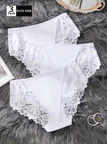 FOVTY 3 piezas Bragas sexy con encaje talla grande para volver al colegio