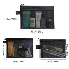 1/3 Stücke graue und schwarze Reisetasche für Kosmetik, aus Nylonmaterial gefertigt, geeignet zum Aufbewahren von Lippenstift, Puder, Lipgloss, Lotion, Handcreme und anderen Damen-Kosmetikartikeln. Zusätzlich können darin auch Alltagsgegenstände wie Masken, Stifte und Radiergummis aufbewahrt werden.