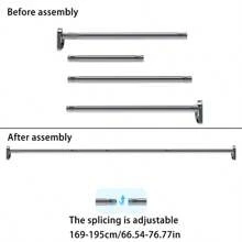 Adjustable Tension Rod - Made Of Stainless Steel With Plastic End Caps, Easy Installation Without Drilling, Suitable For Shower Curtains, Curtains, Closets, Balcony Drying - Available In Silver, Black, White And Grey Room Decor Bathroom Accessories Back To School