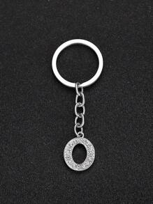 1 pieza Llavero elegante y de moda con la forma de la letra del alfabeto inglés en miniatura, incrustado con cristales de rhinestones transparentes, adecuado para hombres y mujeres, llaves de carro, decoración de bolsos y regalo