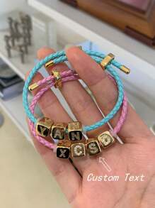 Pulseira de dados com letras do alfabeto personalizável, 1 peça, nome personalizado retrô, pulseira inicial de aço inoxidável MAMA, presente ideal para namorada, mãe, família, amiga, filha, aniversário, dia dos namorados, dia das mães, aniversário, formatura, uso diário, casamento, festa
