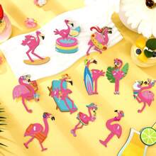 12 Stück/24 Stück/36 Stück Flamingo Deko, tropische Palmenblätter & verspielte Blumen Holz Hängedekoration, Sommer Hawaii Strand Holzdekoration, Hawaii Geburtstags Party, Hochzeits Braut Geschenk, Party Gastgeschenke; Die Flamingos haben verschiedene sommerliche Elemente