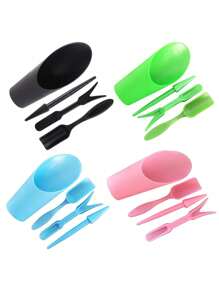 4pcs/Set, Mini Garden Planting Tools Set - Plastic Bucket Shovel For Potted Cultivation, Cylinder Meat Plant Soil Shovel, Ideal For Succulent Planting, Gardening, And Outdoor Activities - Compact, Lightweight, And Easy To Use