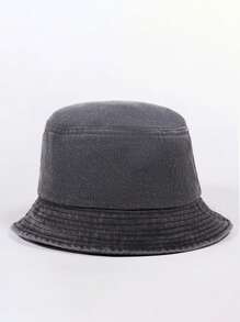 1pc Solid Color Washed Denim Bucket Hat, Fashion Versatile All-Season Casual Sun Hat, Suitable For Men And Women, Travel & Beach