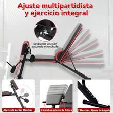 Banco de Ejercicio Multifuncional Ajustable con Banda de Resistencia y Almohadilla de Soporte de Mancuernas, Banco Pesas Multiposiciones Plegable para Entrenamiento en Casa, Gimnasio, Levantamiento de Pesas, Ejercicio y Entrenamiento de Cuerpo Completo - 1 - Ver 4
