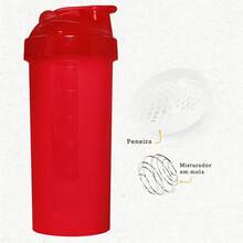 Shaker 700 Ml Whey + Spring + Strainer - Academia Treino - Red - View 1