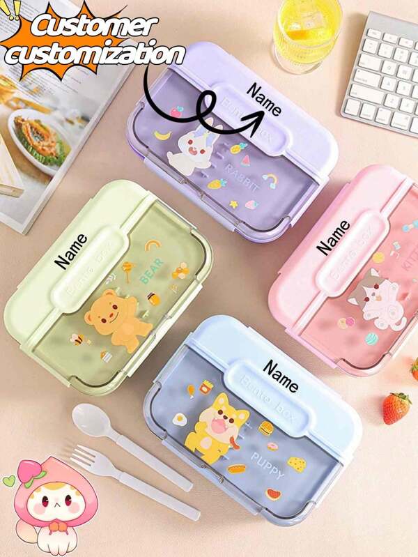 1 pieza Caja de Bento personalizable con texto, Caja de almuerzo de plástico con diseño de dibujos animados para estudiantes de escuela primaria, Recipiente sellado para ensalada, Caja de almuerzo con compartimentos, Apta para microondas y conserva el calor, Disponible en 4 colores, Multifuncional, Duradera, Ornamental, Reutilizable, Exquisita, Elegante, de Alta Calidad, Colorida, Moderna, Personalizada, Única, Regalo ideal para él, Regalo ideal para ella, Novio, Papá, Novia, Mamá, Familia, Amigos, Salón de té, Hogar, Jardín, Oficina, Para aniversarios, Para el Día de San Valentín, Para el Día de la Madre, Para cumpleaños, Para el Día del Padre, Para graduaciones, Para bodas, Para inauguración de casa