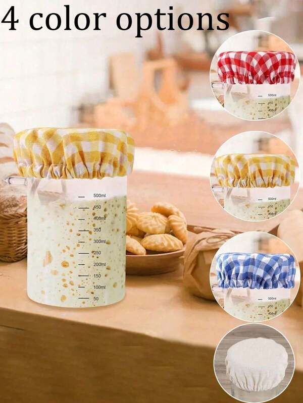 Couvercle de bocal à pain levain, couvercles de bocaux de fermentation réutilisables et lavables, couvercles en toile élastique à base de paille de blé, pour pain levain, kombucha et kéfir - convient aux ouvertures de bocaux de 7.6-10.2 cm, idéal pour l'organisation et le stockage en cuisine