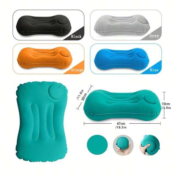 1 Stück Multi-Funktions-Aufblasbares Kissen, 1 Stück Aufblasbares Kissen mit Drucktyp, Multi-Funktions-Aufblasbares, faltbares, tragbares Kissen für Zuhause, Reisen, Arbeit, Camping